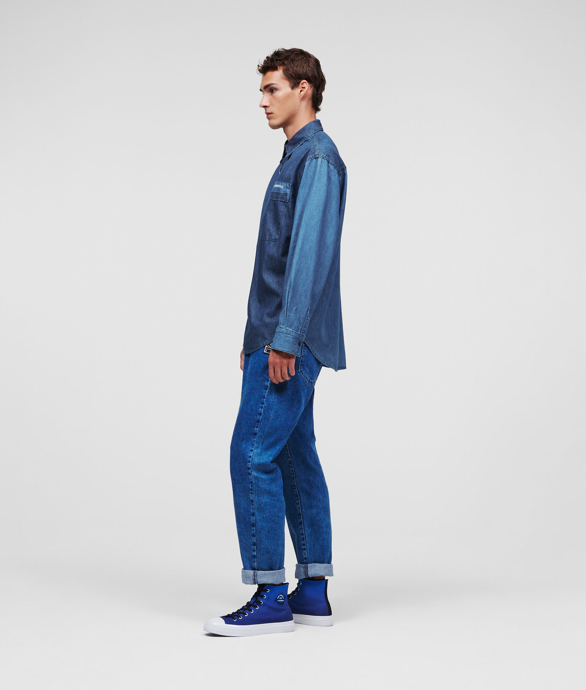 (image for) Word Of Mouth COLOUR-BLOCK DENIM SHIRT